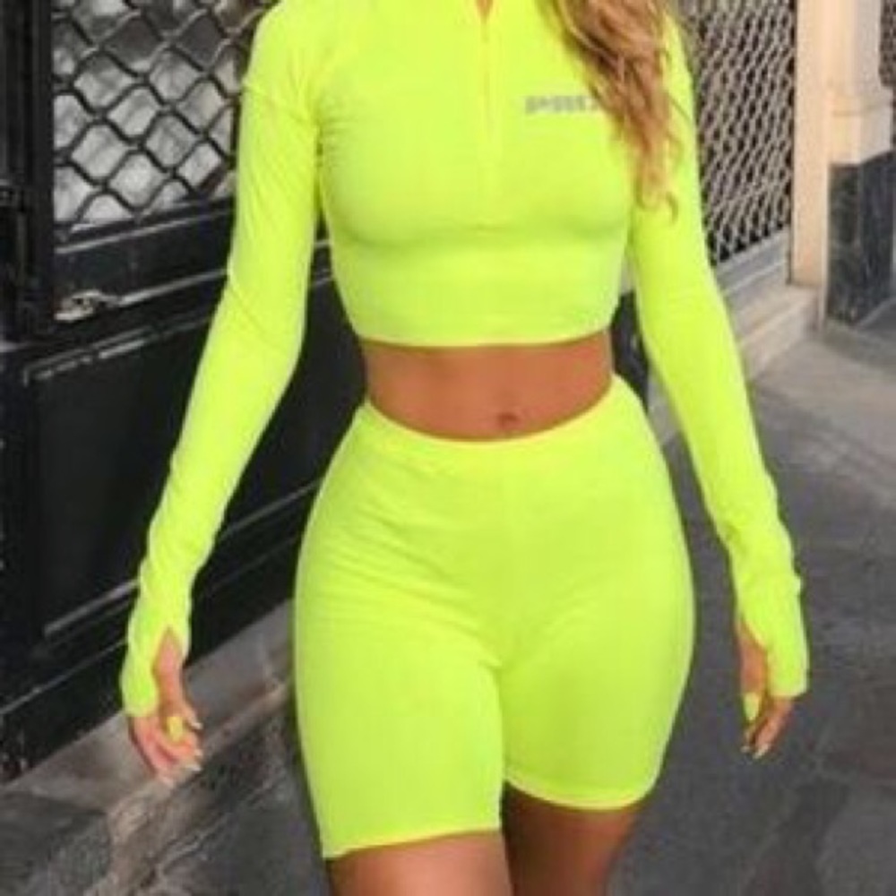 Prix Workshop Knight Bike Shorts Neon Yellow High Rise Biker Shorts Small